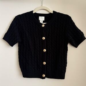 H&M Black Short Sleeve Cable Knit Cardigan